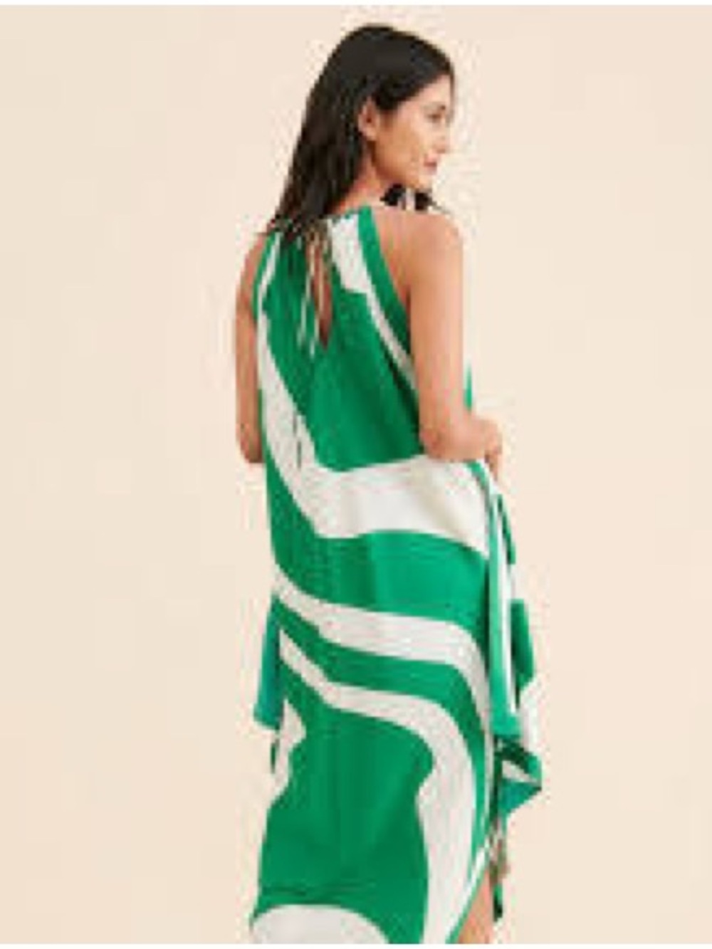Anthropologie Halter Hanky Hem Dress - Asymmetrical in Green and White - EUC - Picture 4 of 5
